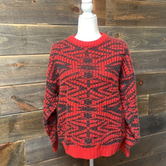 Vintage Sweaters - Vintage 90s Oversized Knit Grandpa Sweater M